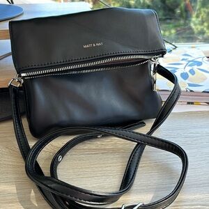 Matt and nat like new cross bag black vegan leather purse, double layered